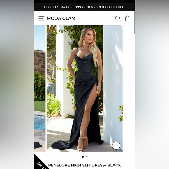 Black High Slit Maxi Dress - Picture 1 of 2